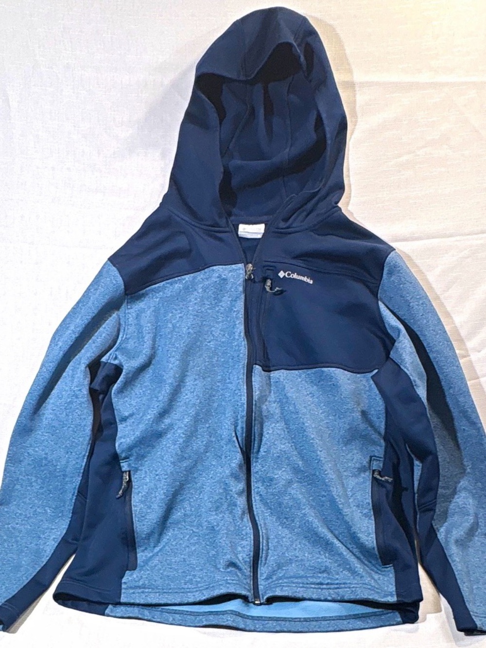 Columbia Jacket Mens XL Blue/Navy Full Zip Hooded Fleece Jacket